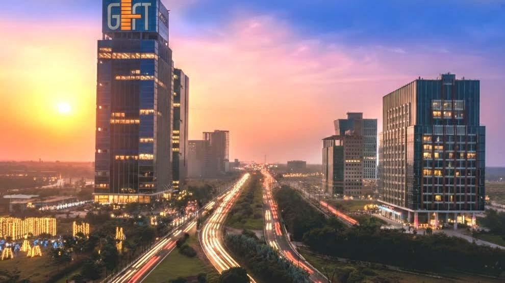 GIFT City night skyline showing modern Gandhinagar infrastructure